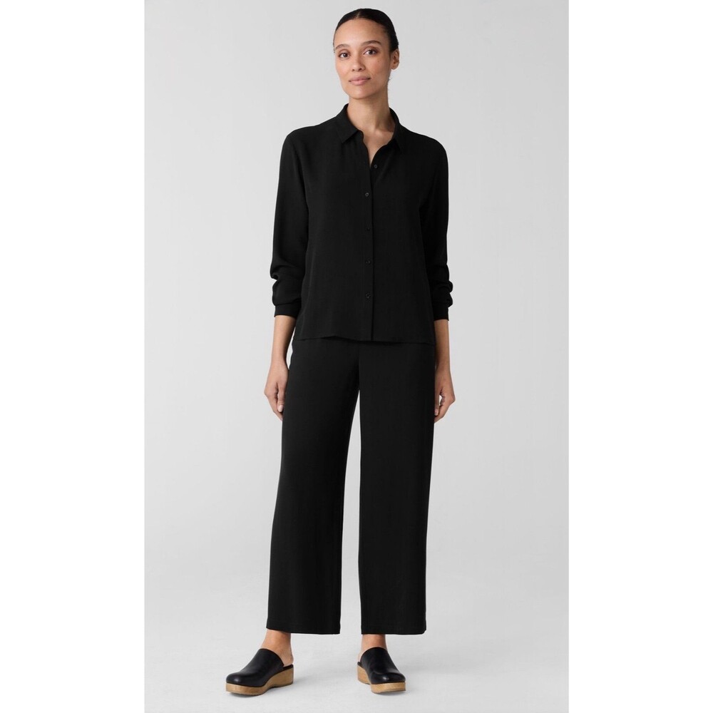Eileen Fisher Pants Womens M Black Stretch Office Career Comfy Professional